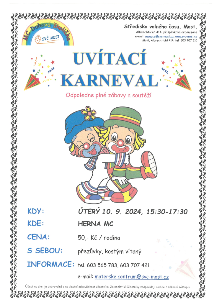 Uvítací karneval v mateřském centru