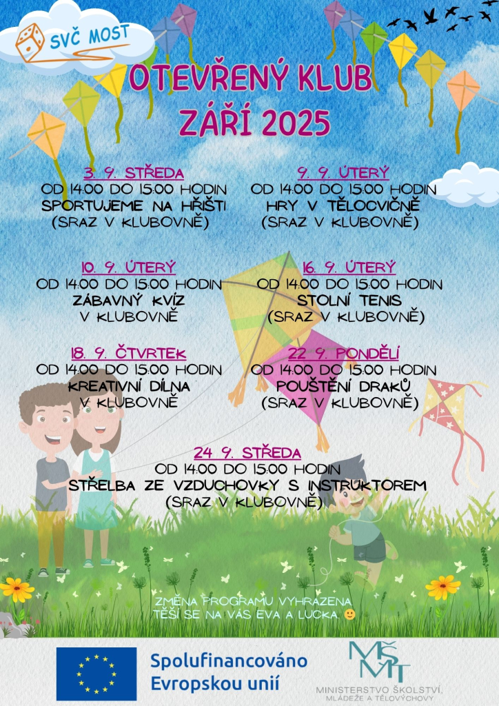 Otevřený klub - program na září