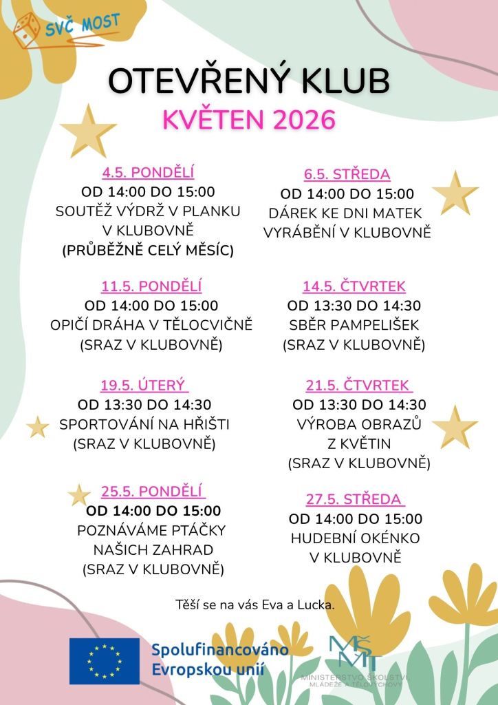 Otevřený klub - program na květen