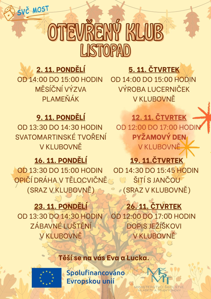 Otevřený klub - program na listopad