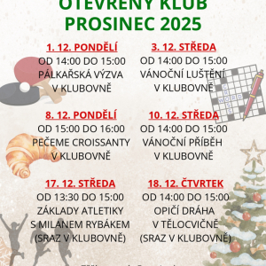 Otevřený klub - program na prosinec