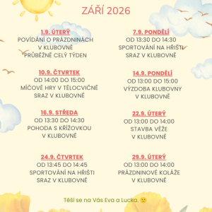 Otevřený klub - program na září