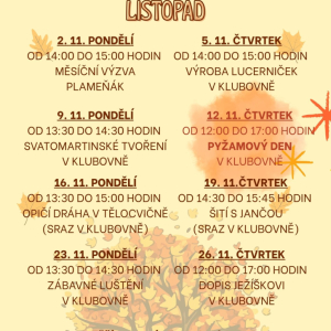 Otevřený klub - program na listopad